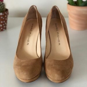 Marc Fisher Suede Tan Heels.